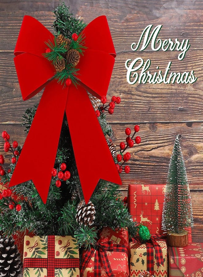 MCEAST 6 Pack Christmas Wreath Bow 9 x 12 Inches Red Bows Christmas Tree Bows Xmas Bows Decoration for Indoor and Outdoor (Red+Green) - Image 3